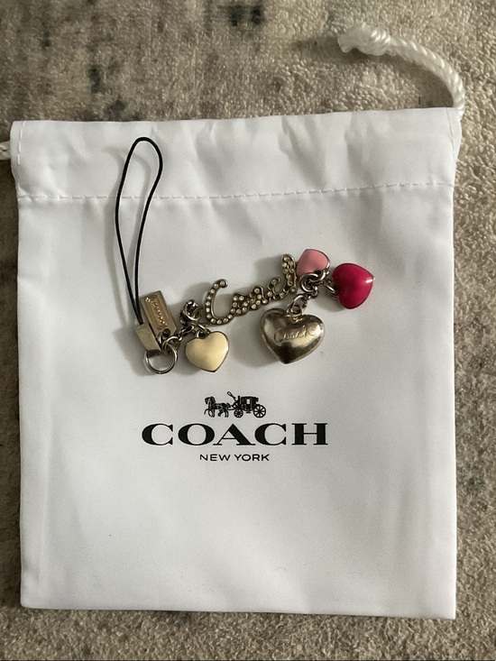 Coach Accessories - Coach Gold Tone Heart Charm Strap with Pink and Red Hearts